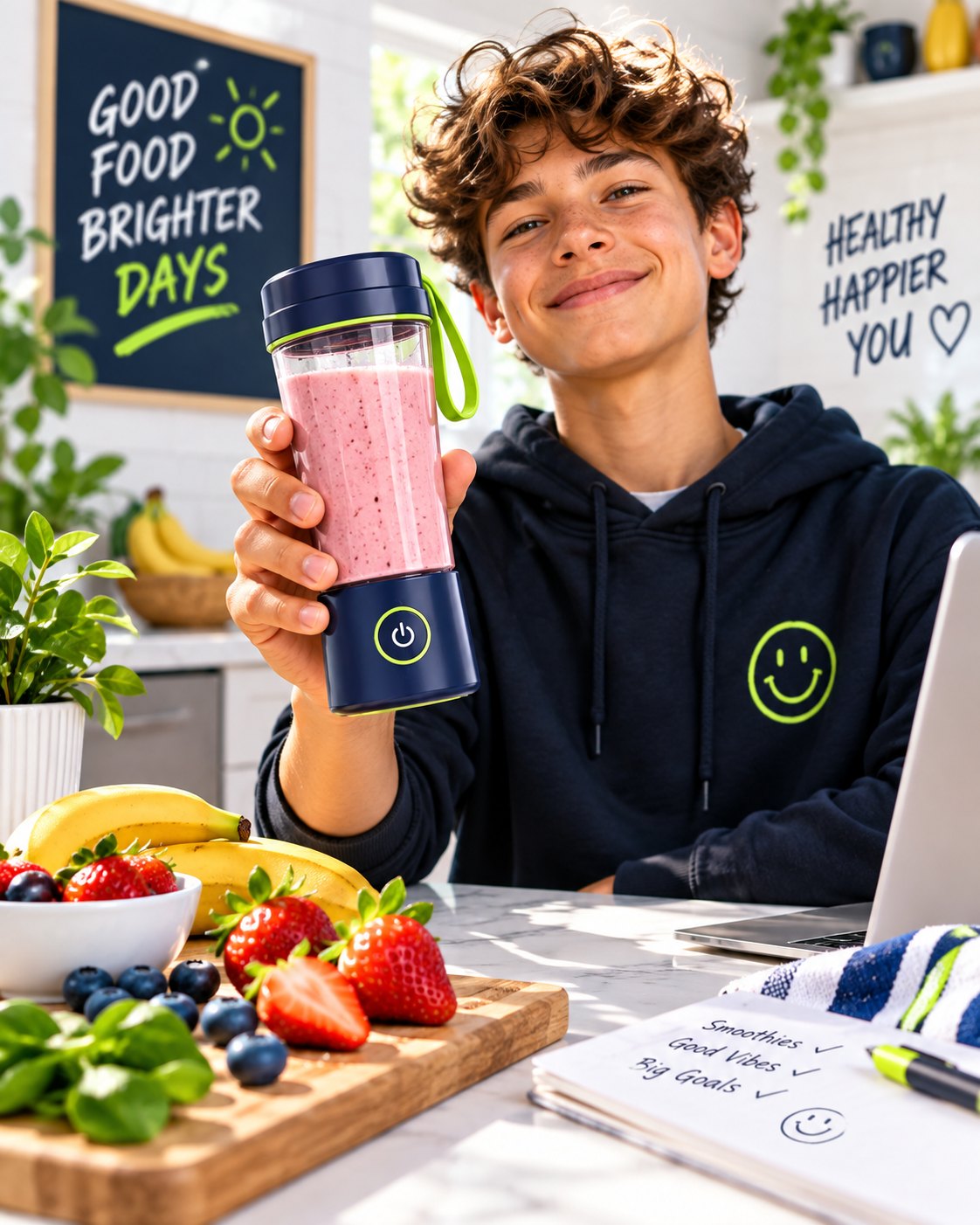 Teen enjoying a fresh smoothie